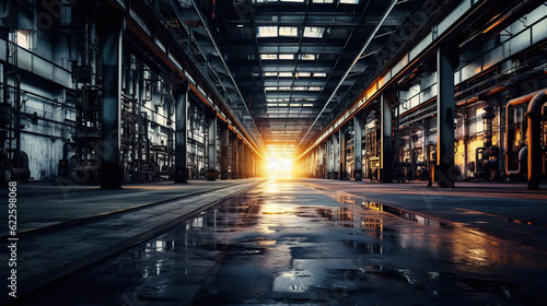 Industrial interior of an old factory © maniacvector