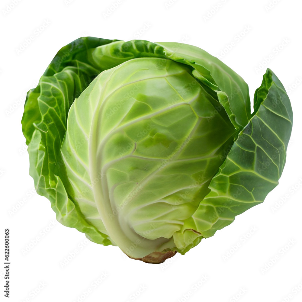 Fototapeta premium Green Cabbage On Transparent Background Ai Generated