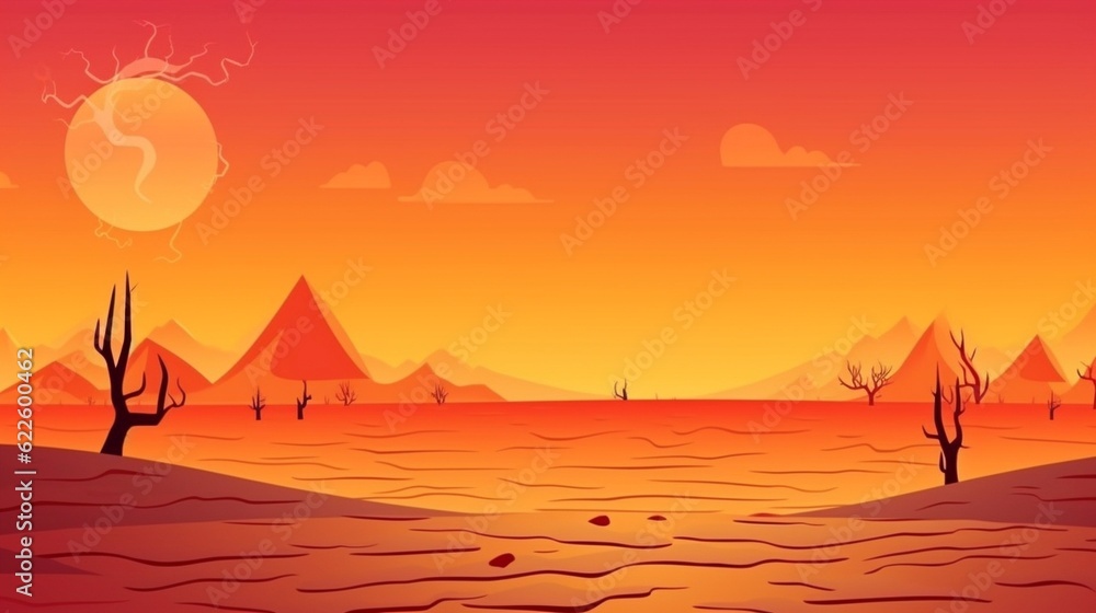 Desert landscape in full sun, hot, generative AI.