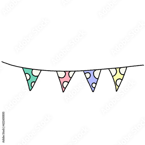 dotted pastel birthday party hanging flag