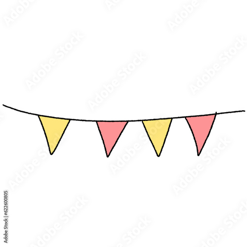 pink yellow birthday party hanging flag