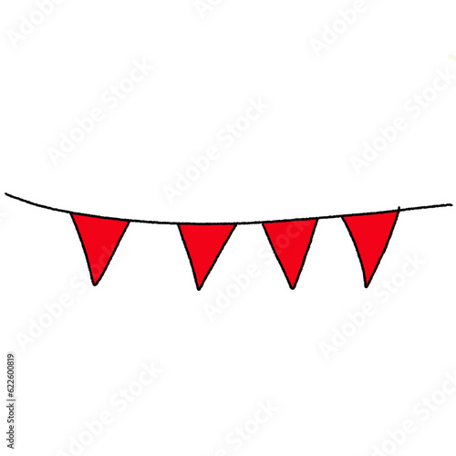 red birthday party hanging flag