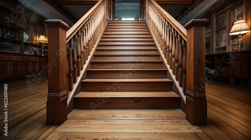 Modern natural ash tree wooden stairs