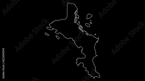 Mahe region map of Seychelles outline animation