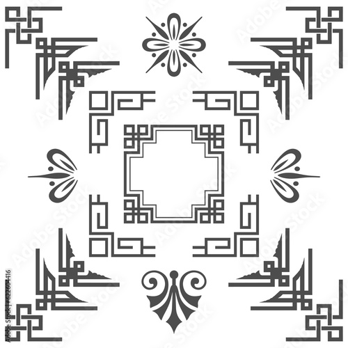 style chinese border vector corner secant classical