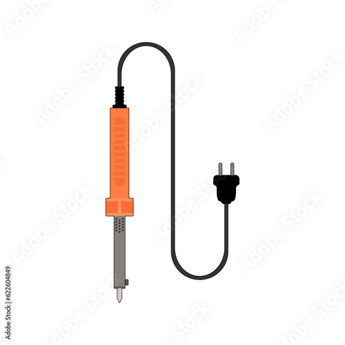 Soldering iron pen in lineal color icon, trendy style orange solder tool vector illustration. Editable graphic resources for many purposes.