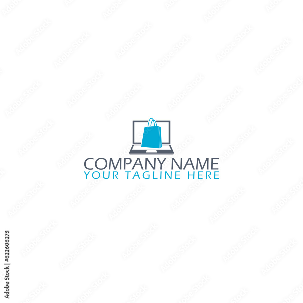 Laptop and Shopping Bag logo template