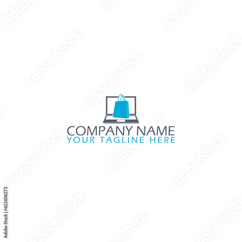 Laptop and Shopping Bag logo template