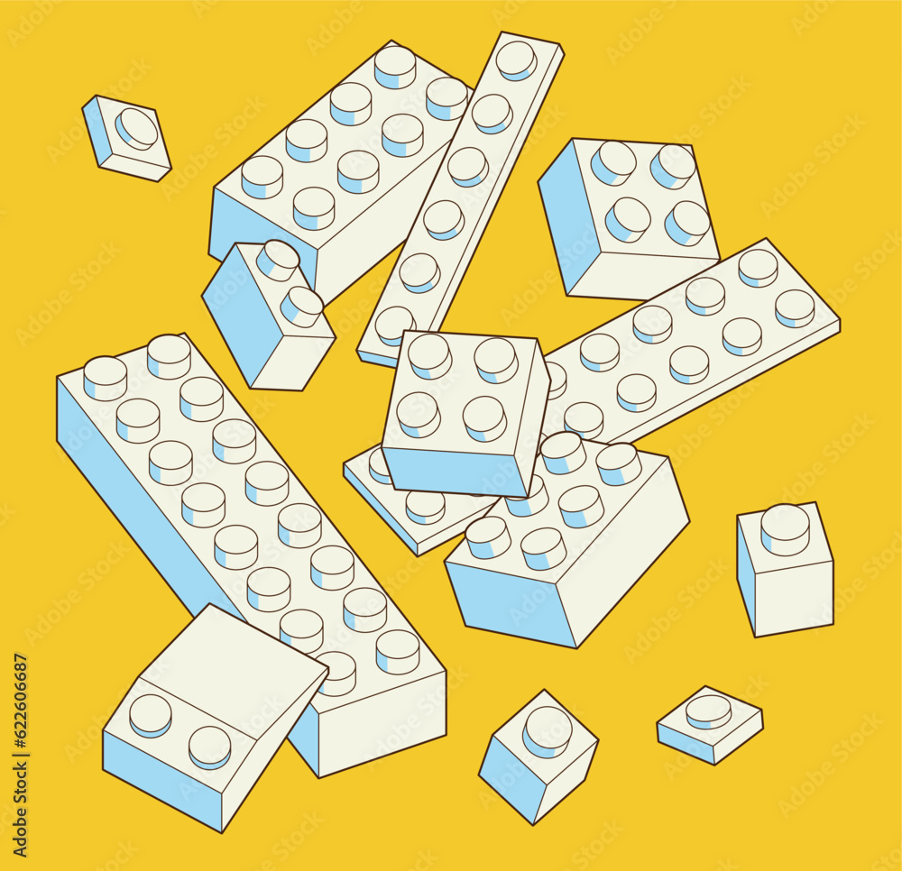 Simple pattern of building block, bricks for children. Vector isometric ...