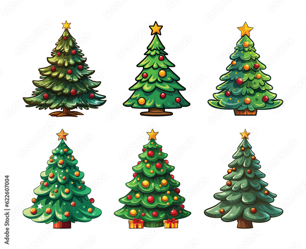Set of Christmas tree elements vector