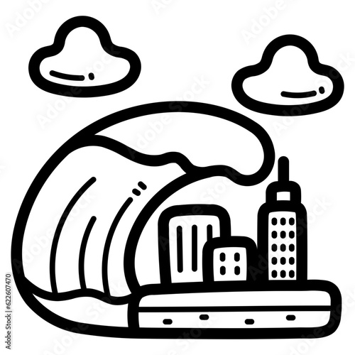 tsunami line icon style