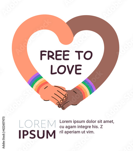 hands in heart shape with lgbt rainbow flags gay lesbian love parade pride festival transgender love concept