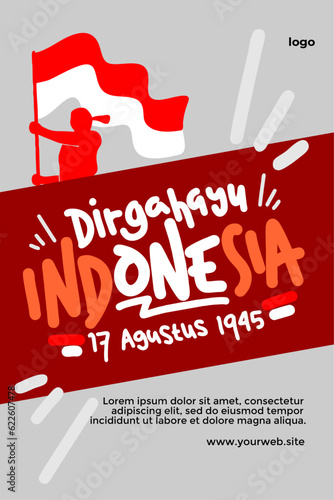 Indonesia independence day handwritten lettering text vector design. Dirgahayu indonesia 17 Agustus 1945 translates to Indonesia independence day 17 August 1945