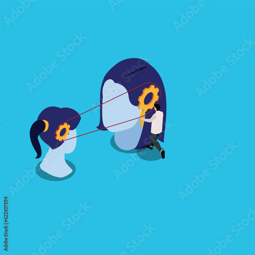 mother and daughter relationship connection isometric 3d vector illustration concept for banner, website, illustration, landing page, flyer, etc