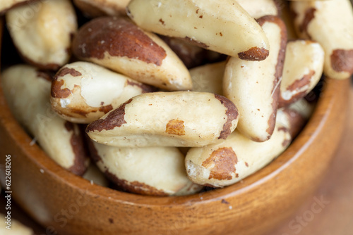 Peeled Brazil nuts on the table