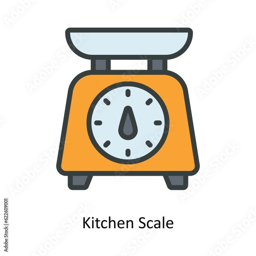 Kitchen Scale Vector  Fill outline Icon Design illustration. Kitchen and home  Symbol on White background EPS 10 File