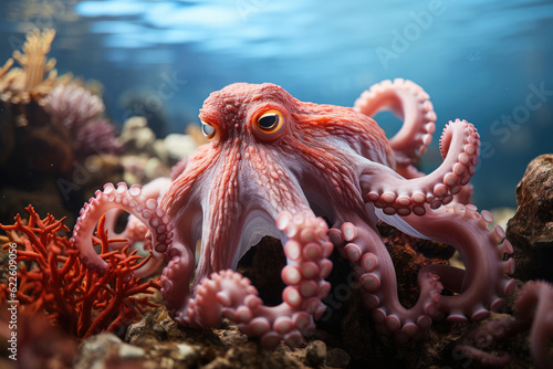 Common octopus in the sea