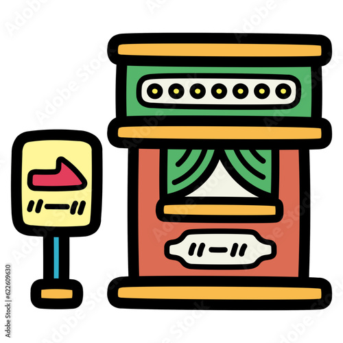 ticket office filled outline icon style