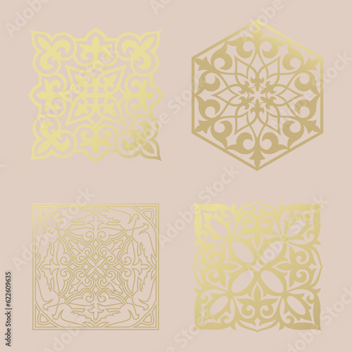 Islamic ornament vector, persian motiff. Asian floral designs. Abstract Asian elements of the national pattern of the ancient nomads of the Kazakhs, Kyrgyz, Mongols, Tatars, Uzbeks, Tajiks and other