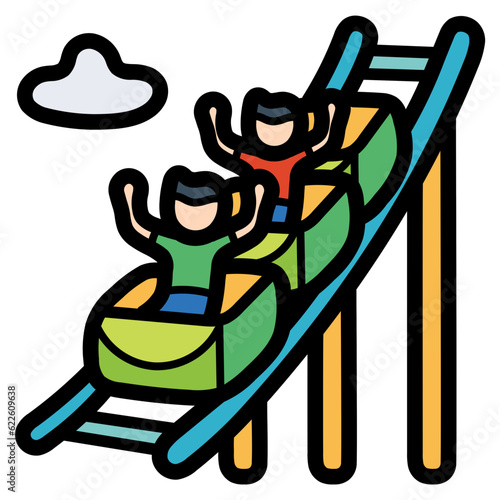 roller coaster filled outline icon style