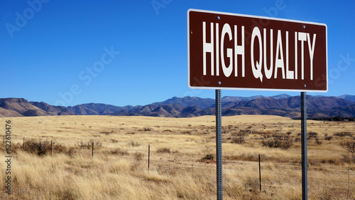 High quality word on road sign and blue sky