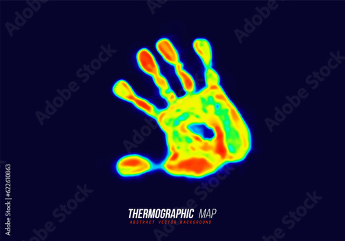 Heat map. Abstract infrared thermographic hand. Vector illustration.