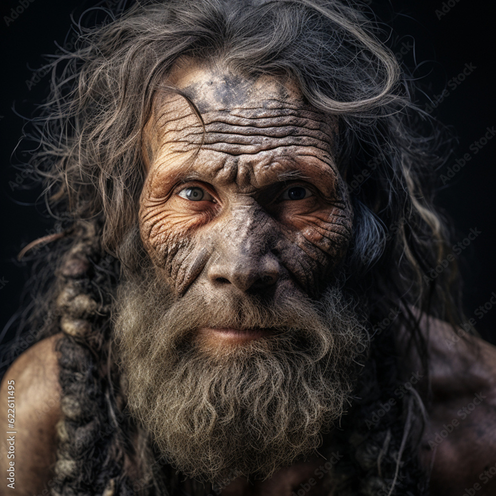 Portrait of a Neanderthal. Generative AI. Portrait of a Neanderthal. Generative AI.
