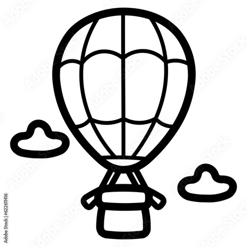 hot air balloon line icon style