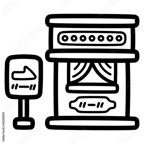 ticket office line icon style