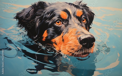 Portrait of a dog in the water.
