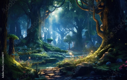 Jungle landscape with a fairy.