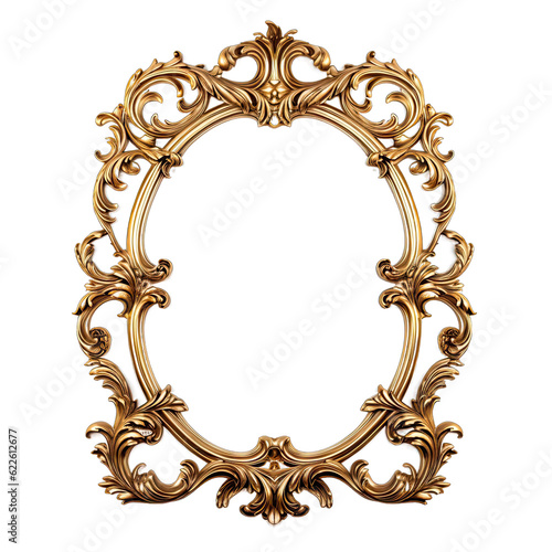 Baroque-style picture frame in golden color. Elegant and luxurious design 7
