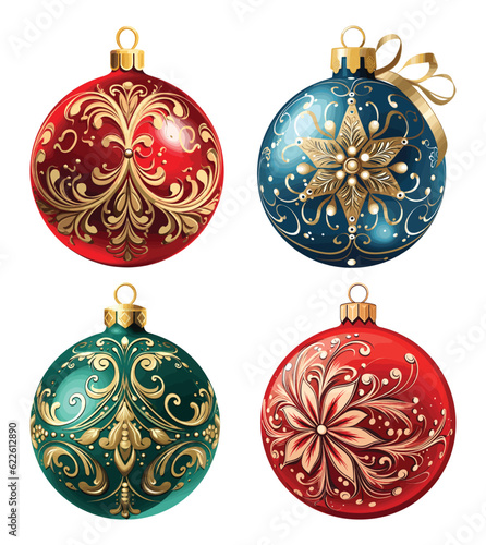 Christmas ball ornaments collection vector illustration