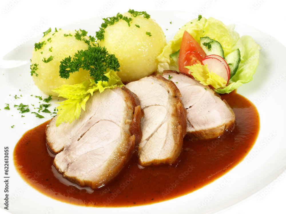 Schweinebraten mit Kartoffelknödel - Transparent PNG Background Schweinebraten mit Kartoffelknödel - Transparent PNG Background