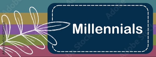 Millennials Colorful Stripes Leaves Branch Text Horizontal photo
