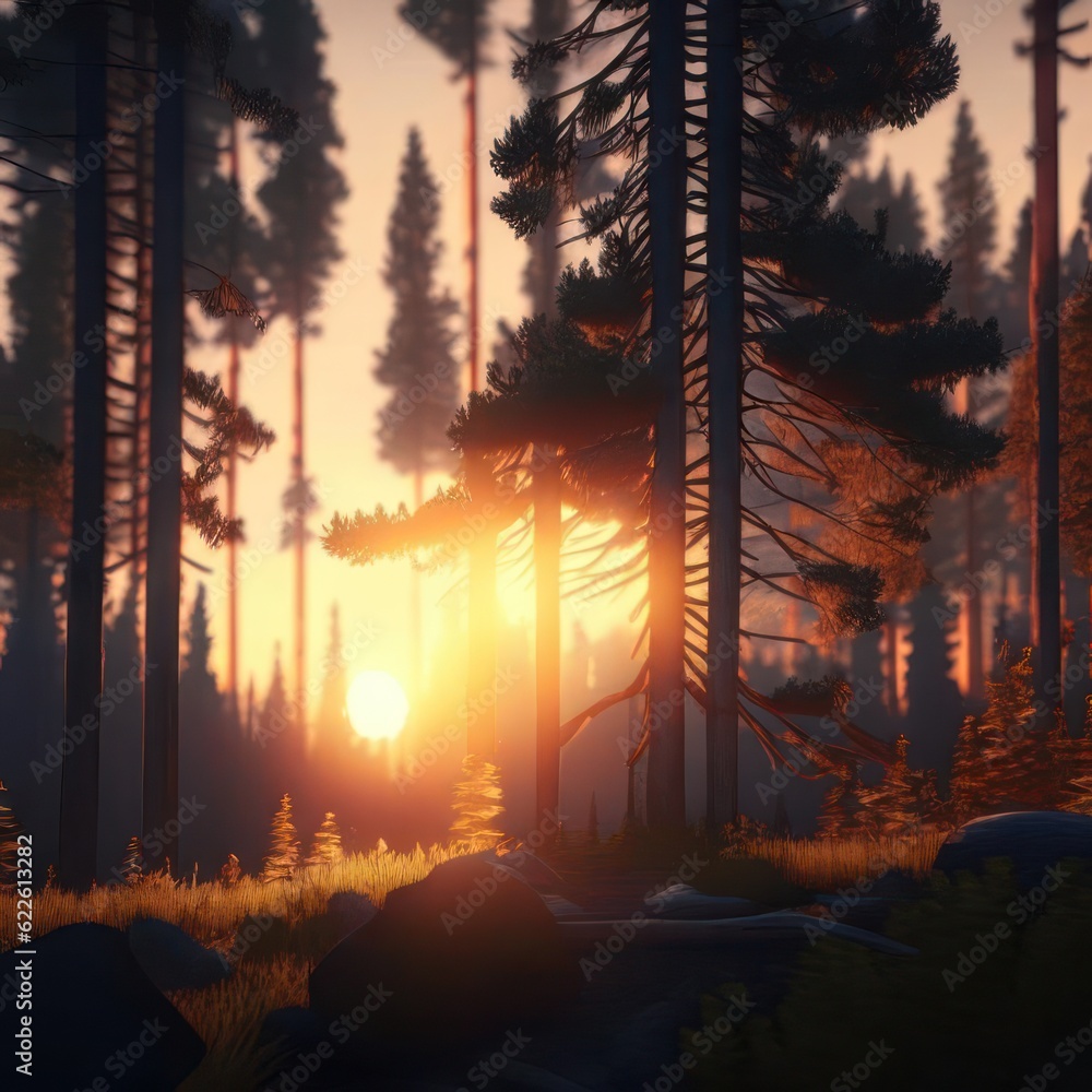 Sunset in the forest Sunset in the forest