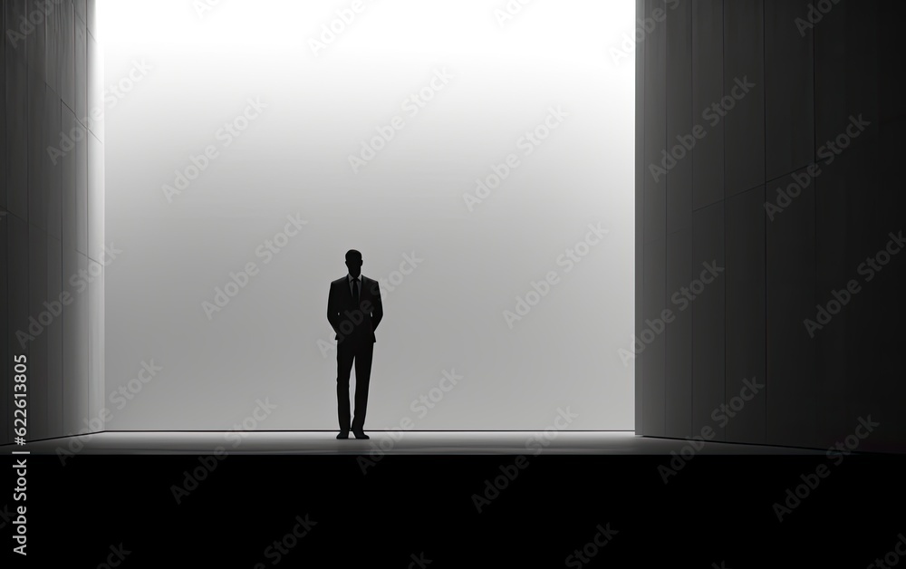 Silhouette of a person in a doorway.