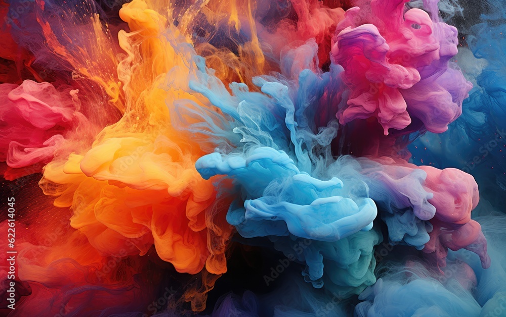 Colorful background with explosion smoke of powder.