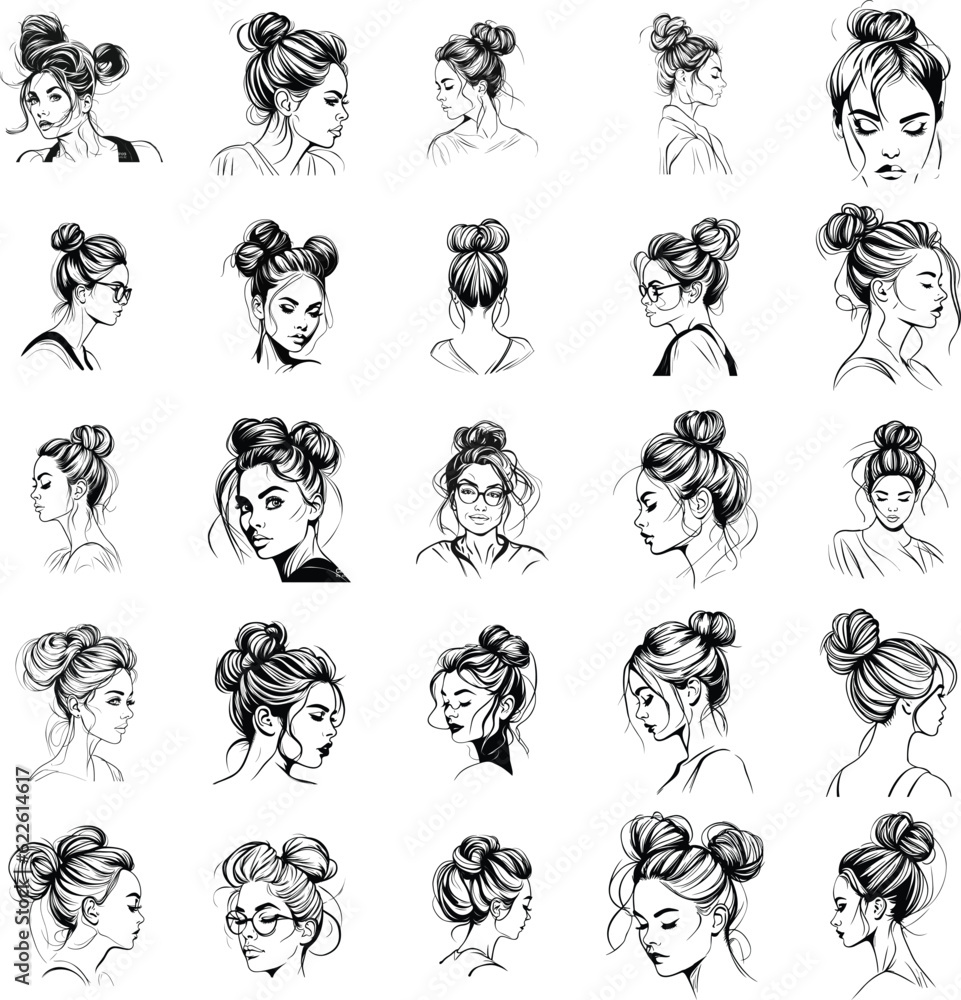 messy bun bundle vector files messy bun bundle vector files