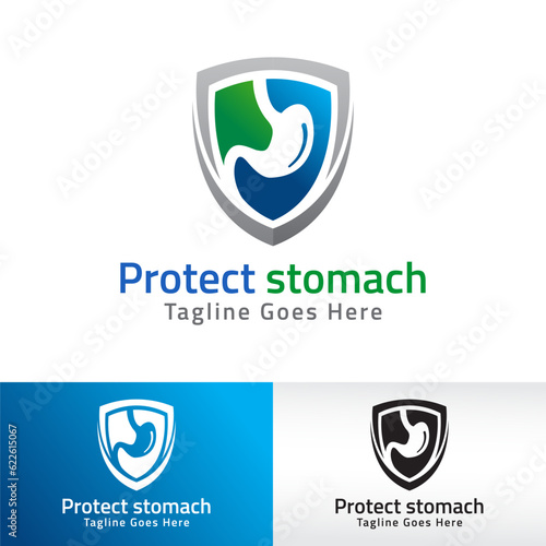 protect stomach logo design vector template