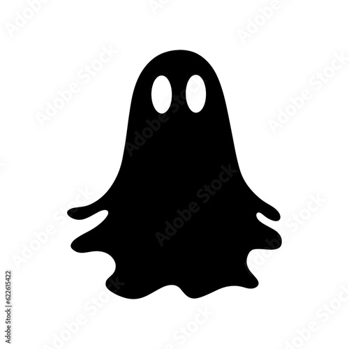 Halloween silhouette black ghost clip art vector. Halloween scary ghostly monster vector. Ghost Cartoon. Halloween sign isolated on white. 