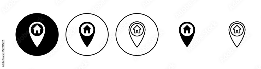 Address icon set. home location icon vector Address icon set. home location icon vector