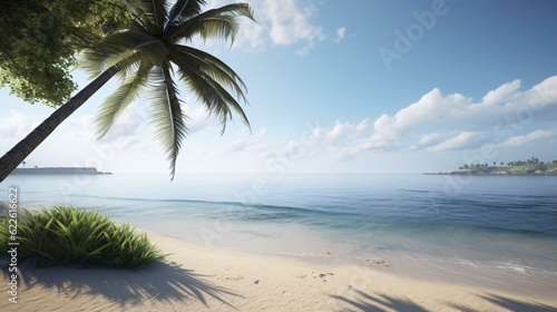 beach with palm trees © KWY