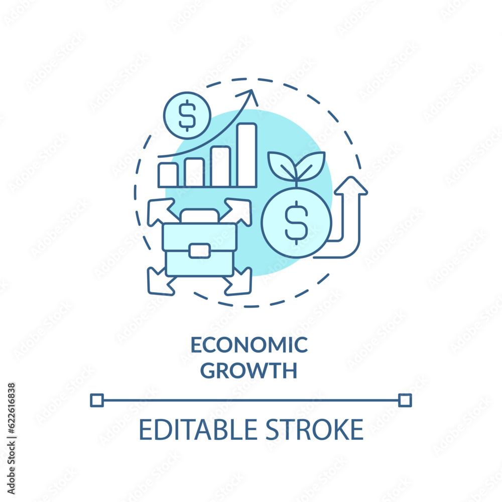 Editable economic growth icon, isolated vector, foreign direct investment thin line illustration. Editable economic growth icon, isolated vector, foreign direct investment thin line illustration.