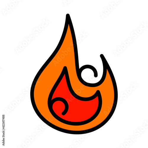 Simple fire light color flat icon. Stroke pictogram. Vector illustration isolated