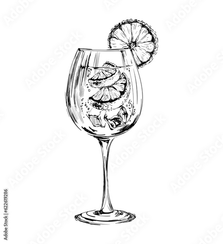 Spritz Hand Drawn Summer Cocktail Drink Vector Illustration