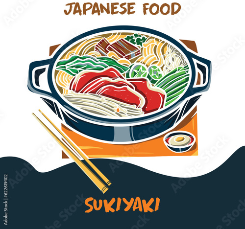 Japanese food Illustration SUKIYAKI