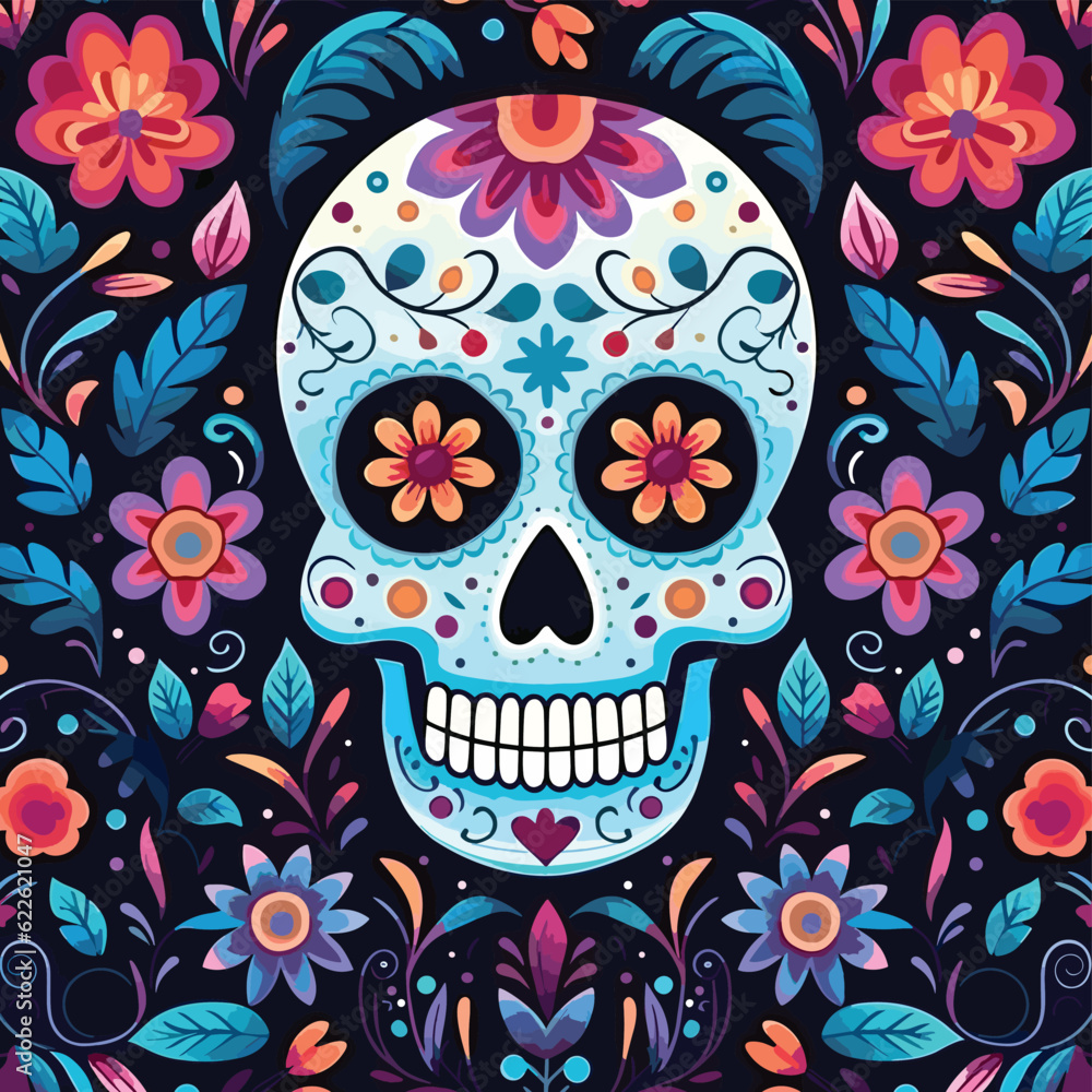 Hand drawn dia de muertos pattern background Hand drawn dia de muertos pattern background
