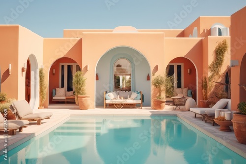 Close-up details of a luxurious pool area in a high-end Greek island accommodation © aboutmomentsimages