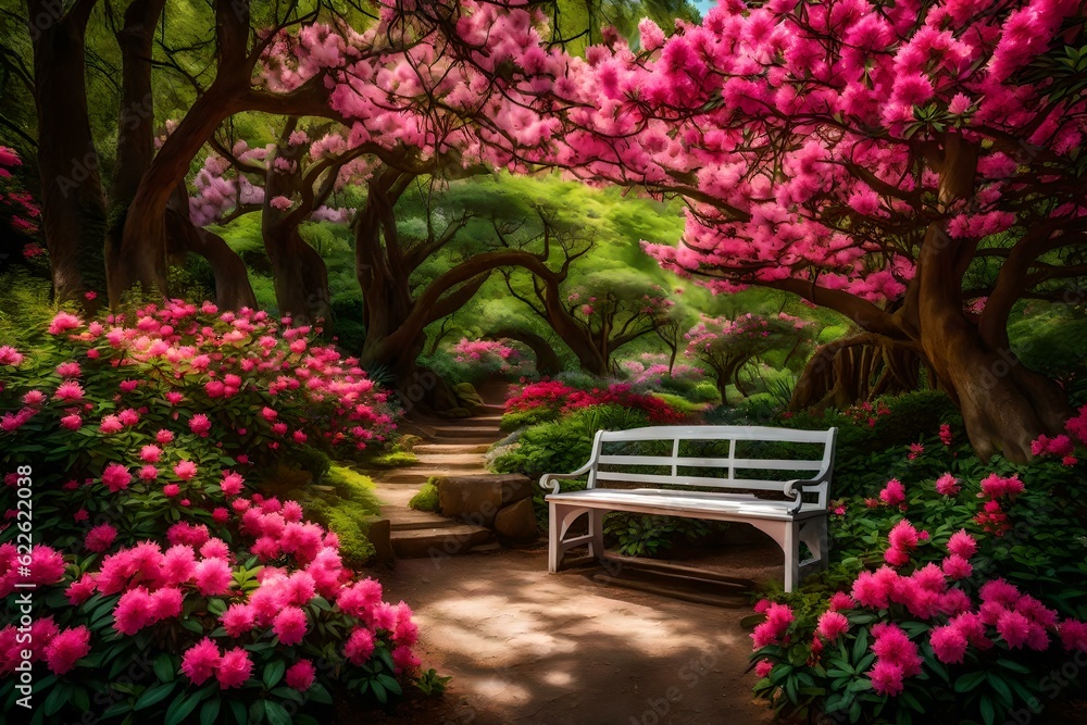 Obraz premium view of bench in the park AI generated